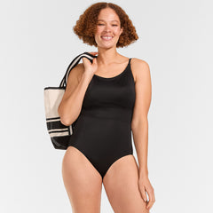 Women's D-Cup Tugless Thin Strap One Piece Swimsuit