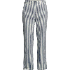 Women's Plus Size Mid Rise Classic Straight Leg Oxford Stripe Ankle Pants