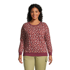 Women's Plus Size Long Sleeve Waffle Crewneck Top