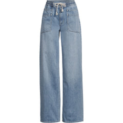 Women's Plus Size Lightweight Denim High Rise Relaxed Straight Pull On Pocket Jeans