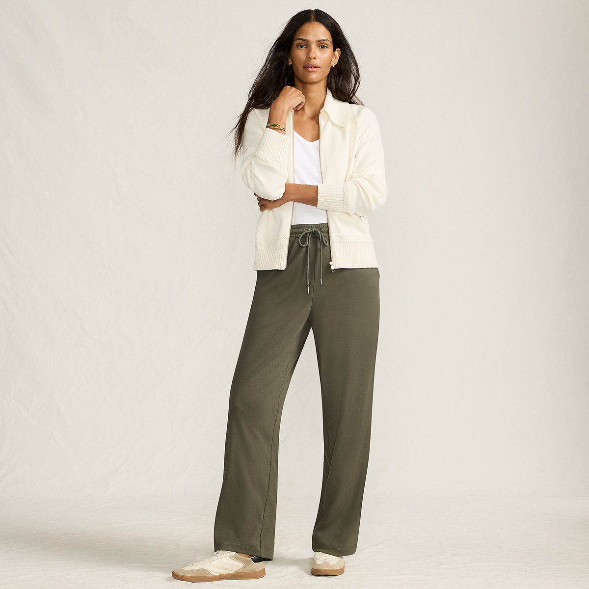 Women's Tall Sport Knit High Rise Pull On Relaxed Straight Leg Pants