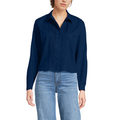 Women's Boxy Cropped No Iron Pintuck Shirt