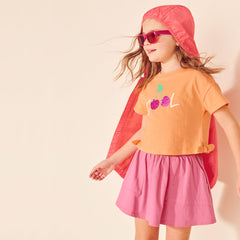 Girls Short Sleeve Side Tie Graphic Tee