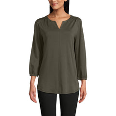 Women's Supima Micro Modal 3/4 Sleeve Split Neck Tunic