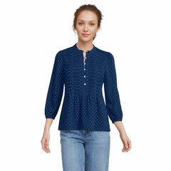 Women's Tall Lightweight Jersey Button Pintuck Top