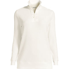 Women's Plus Size Long Sleeve Waffle Quarter Zip Pullover