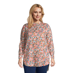 Women's Plus Size Linen A-Line Long Sleeve Tunic Top