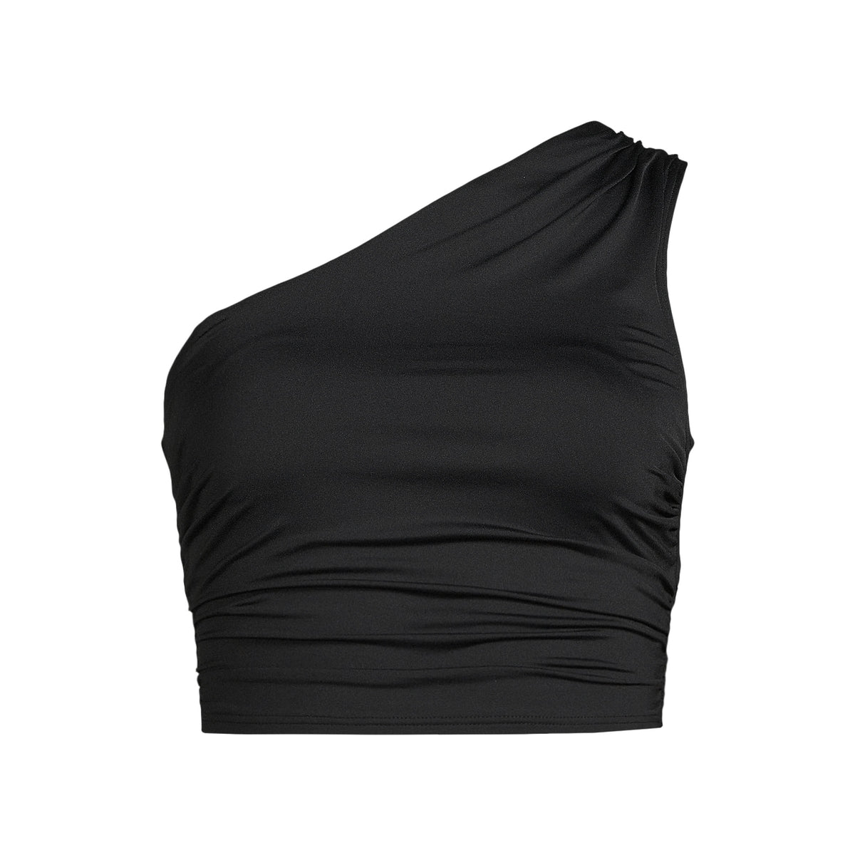 Women's D-Cup Ruched One Shoulder Midkini Top