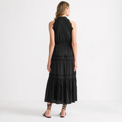Women's Cotton Voile Halter Tiered Maxi Dress
