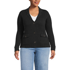 Women's Plus Size Drifter Ribbed Collared Blazer Sweater