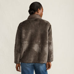 Women's Reversible Faux Shearling Fleece Button Front Coat