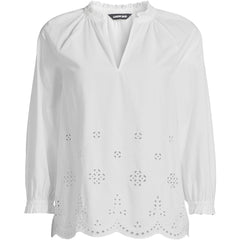 Women's Eyelet Split Neck Shirt