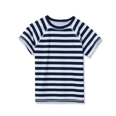 Girls Slim Chlorine Resistant Short Sleeve Crew Neck Swim Rash Guard