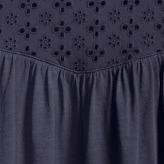 Women's 3/4 Sleeve Eyelet Mix Flowy Top