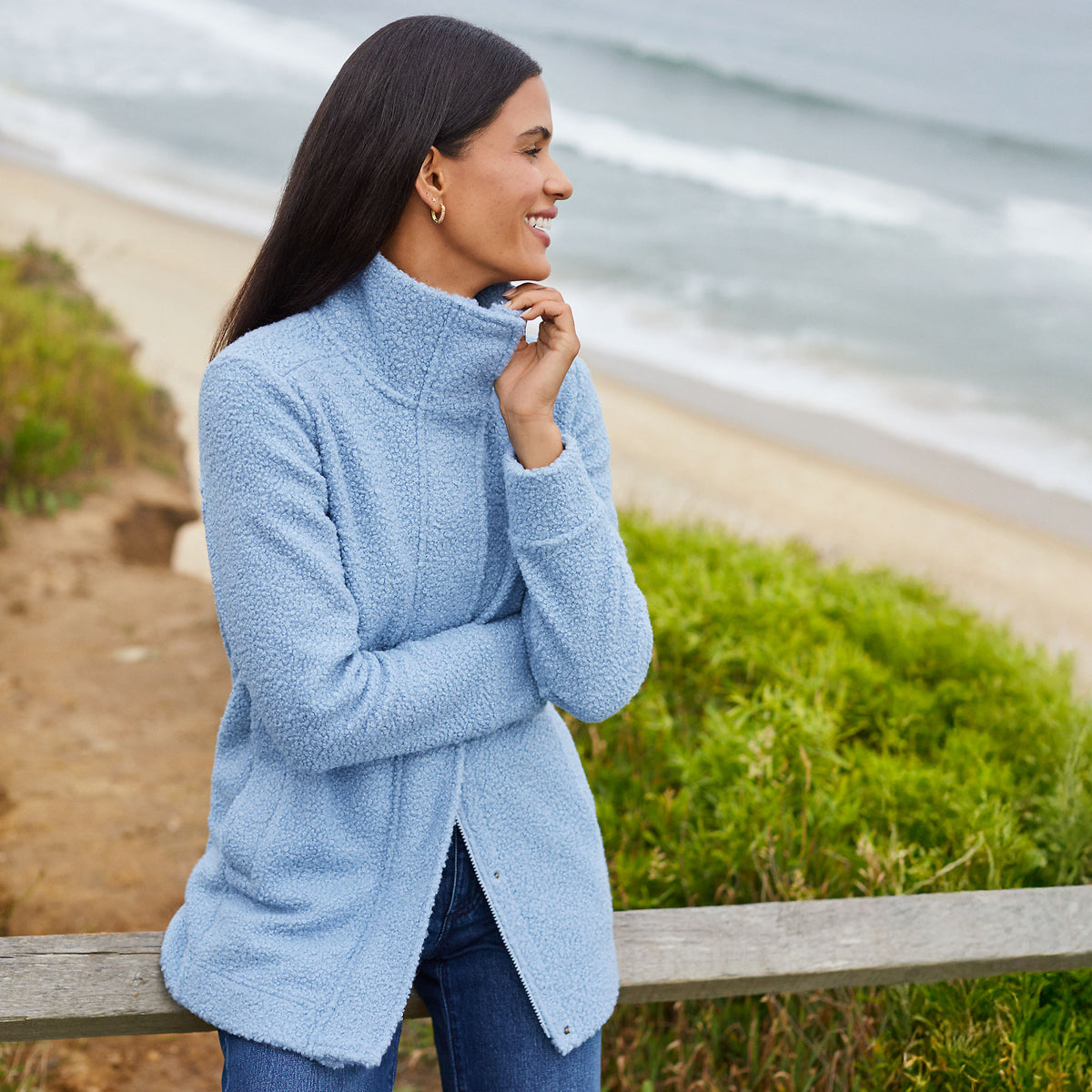 Plus Size Boucle Fleece Coat