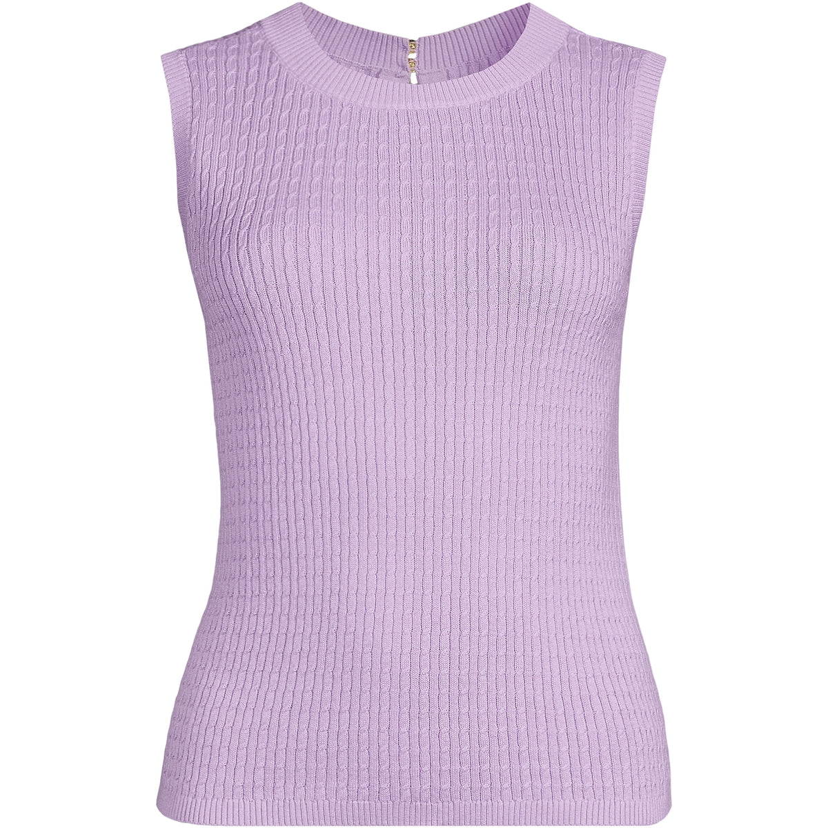 Women's Petite Fine Gauge Baby Cable Crew Neck Sleeveless Sweater - Set Top