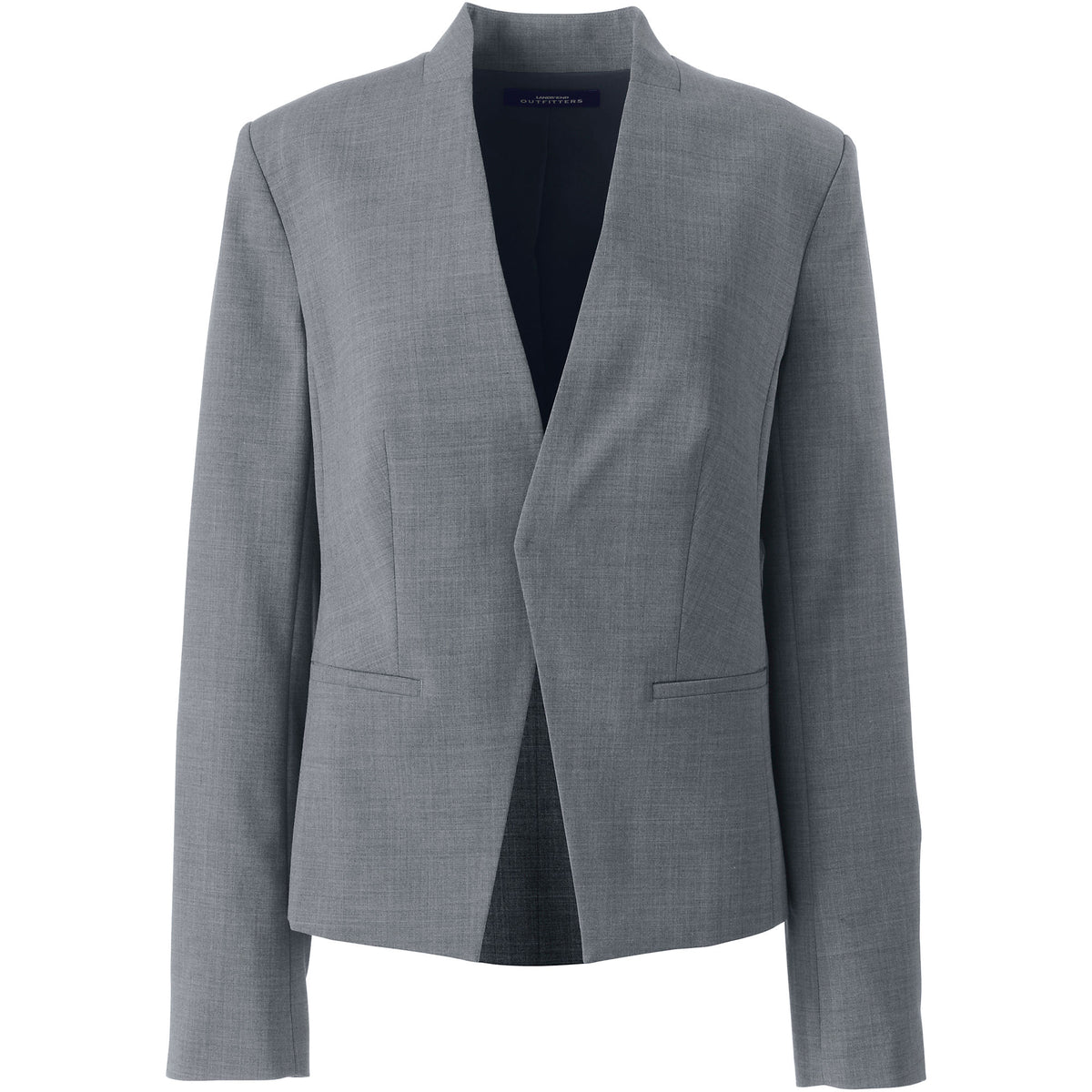 Women's Petite Washable Wool Collarless Blazer