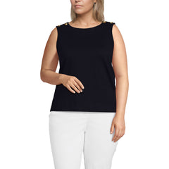 Women's Plus Size Mariner Button Shoulder Tank
