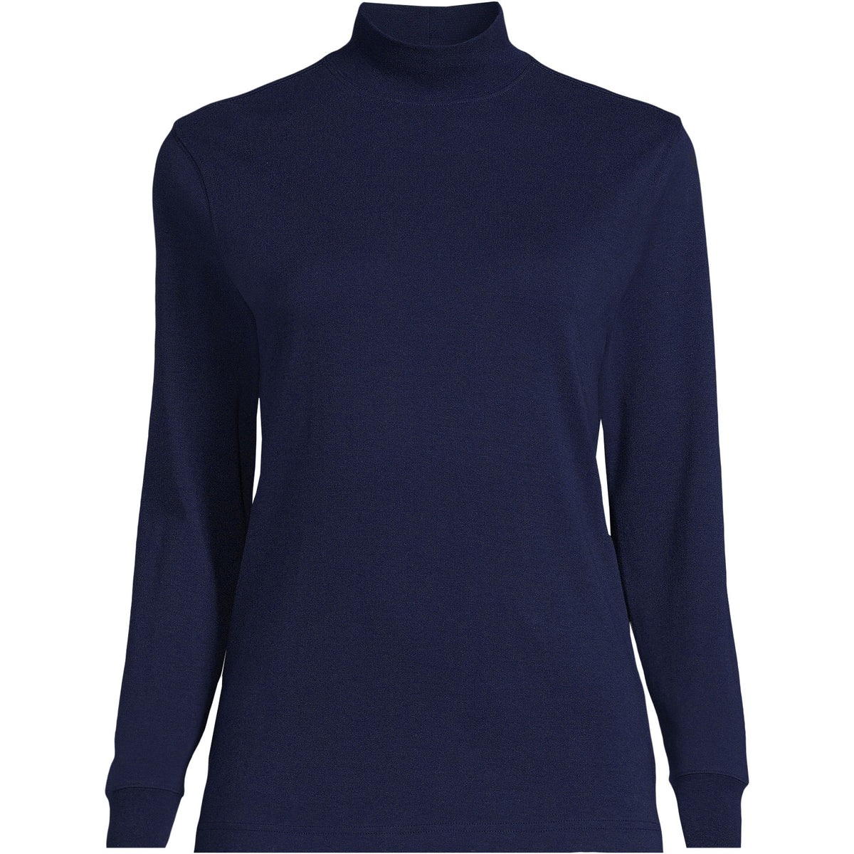 Women's Petite Relaxed Cotton Long Sleeve Mock Turtleneck