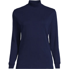Women's Plus Size Relaxed Cotton Long Sleeve Mock Turtleneck