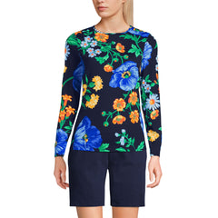 Women's Petite Long Sleeve Crewneck Garden Tee - Sunshade UPF 50 Quick Dry