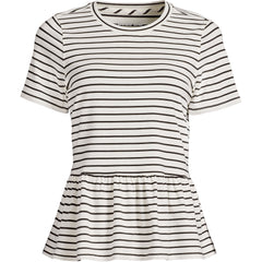 Women's Short Sleeve Lightweight Jersey Crew Neck Peplum Tee