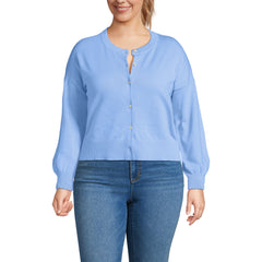 Women's Plus Size Modern Length Fine Gauge Crew Neck Cardigan Sweater