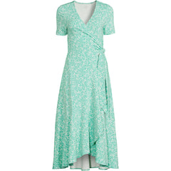 Women's Cotton Modal Vneck Wrap Midi Dress