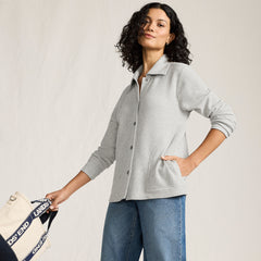 Women's Long Sleeve Waffle Collared Shacket