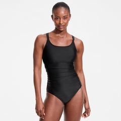 Women's Essential Tie Back Ruched One Piece Swimsuit