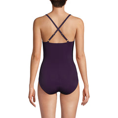 Women's D-Cup New SlenderSuit Pleated Low Leg One Piece Swimsuit