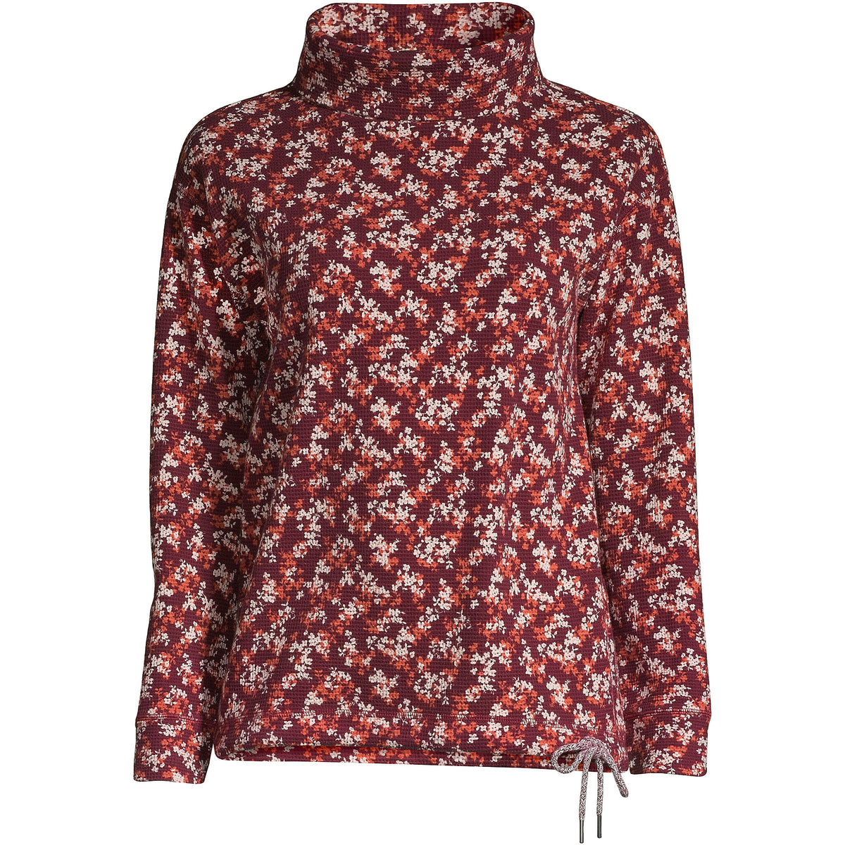 Women's Plus Size Long Sleeve Waffle Funnel Neck Top