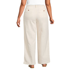 Women's Plus Size High Rise Soft Denim Pleated Wide Leg Trousers