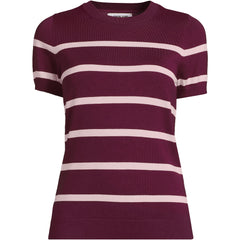 Women's Plus Cotton Modal Short Sleeve Jewel Neck Pullover Sweater