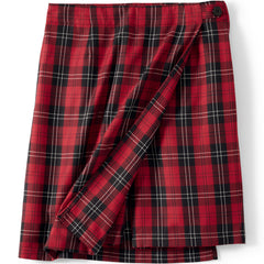 School Uniform Girls Plaid A Line Tab Skort Top of Knee