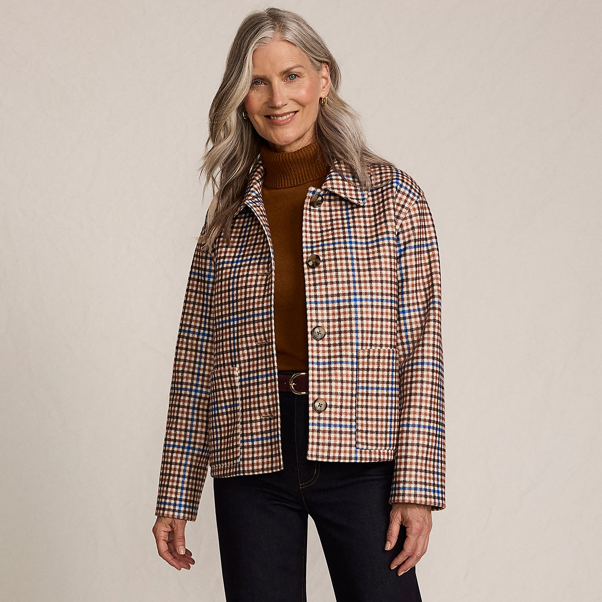 Women's Petite Heritage Brushed Print Shirt Jacket