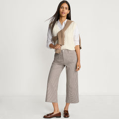 Women's Printed Twill High Rise 5 Pocket Wide Leg Crop Pants