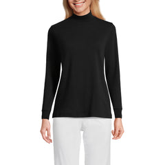 Women's Relaxed Cotton Long Sleeve Mock Turtleneck