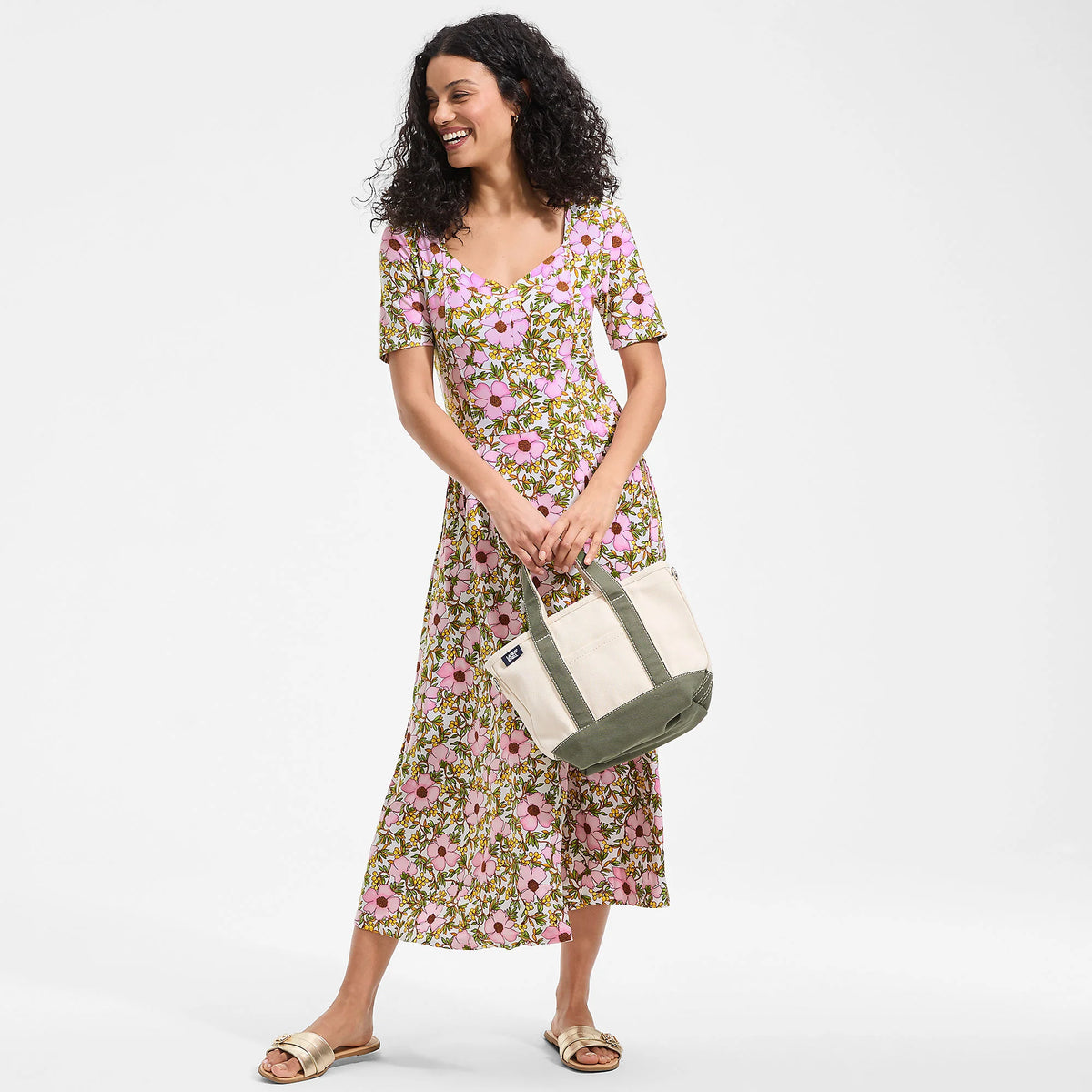 Women's Silky Knit Sweetheart Midi Dress