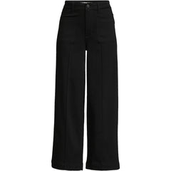 Women's Petite Denim High Rise Patch Pocket Extra Wide Leg Crop Jeans
