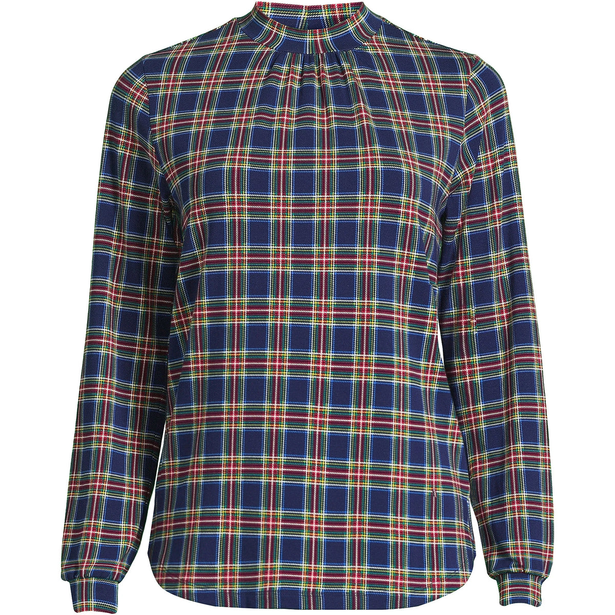 Women's Plus Size Jersey Long Sleeve Gathered Mock