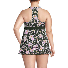 Women's Plus Size DD-Cup V-Neck Racerback Flutter Tankini