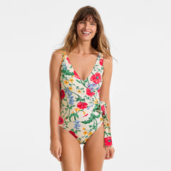 Women's Side Tie Wrap One Piece Swimsuit