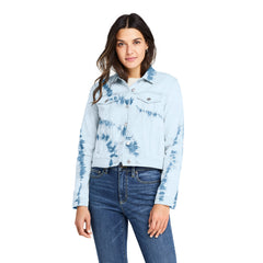 Women's Long Sleeve Tie Dye Denim Jacket