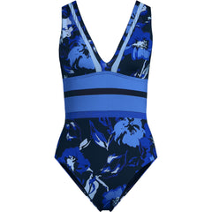 Women's Mesh Plunge High Leg One Piece Swimsuit