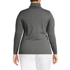 Women's Plus Size Supima Cotton Fitted Long Sleeve Turtleneck