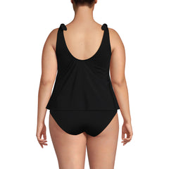 Women's Plus Size Tie Shoulder Flutter Tankini Top