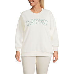 Women's Plus Size Serious Sweats Oversized Long Sleeve Crew Neck Sweatshirt - Set Top