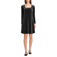 Women's Knit Velvet Square Neck Dress