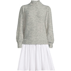 Women's Fuzzy Lantern Sleeve Mock Neck Mini Twofer Dress